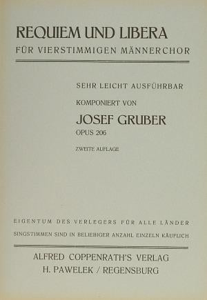 Josef Gruber: Requiem und Libera